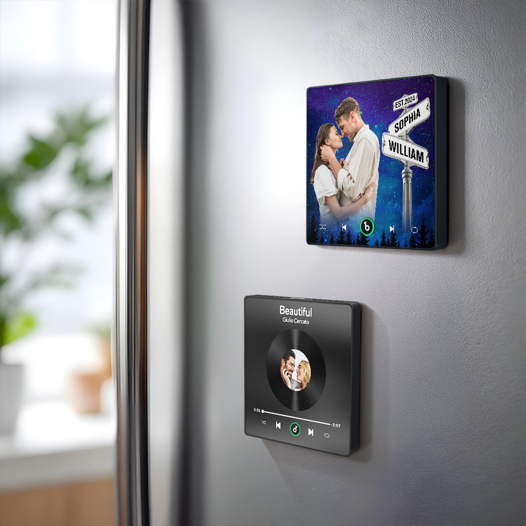 Aimant De Réfrigérateur Personnalisé Avec Musique Et Photo Fridgebeats Pro Prend En Charge La Connectivité Bluetooth
