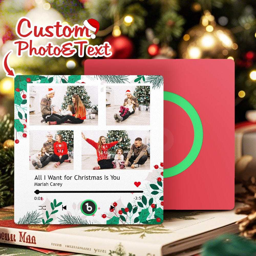 Aimant De Réfrigérateur Musical Personnalisé, Cadeau De Noël, Aimant De Réfrigérateur Multi-photos Personnalisé Pour Cadeau De Noël - Fridgebeatsfr