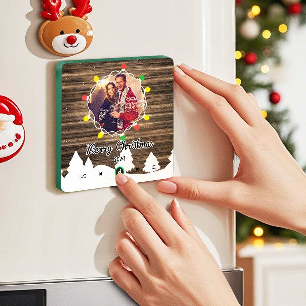 Aimant De Réfrigérateur Musical Personnalisé, Cadeau De Noël, Photo Personnalisée, Aimant De Réfrigérateur Coloré, Guirlande Lumineuse De Noël - Fridgebeatsfr