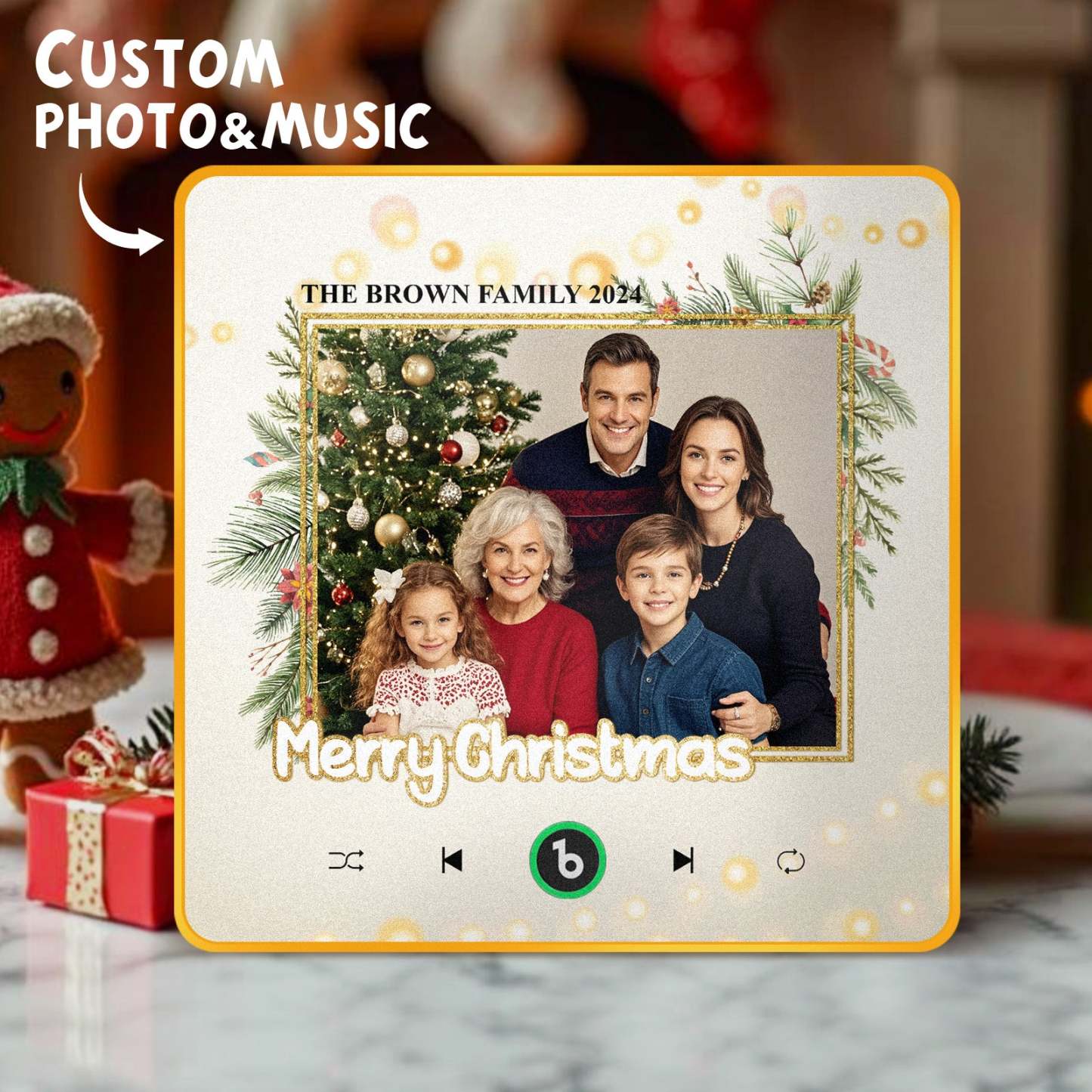 Aimant De Réfrigérateur Musical Personnalisé, Aimants De Réfrigérateur Améliorés Avec Photo, Cadeaux De Noël, Cadeaux De Famille - Fridgebeatsfr