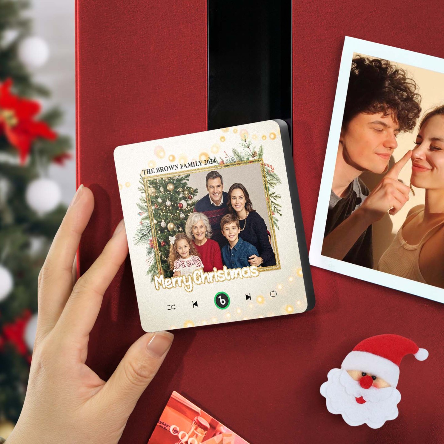 Aimant De Réfrigérateur Musical Personnalisé, Aimants De Réfrigérateur Améliorés Avec Photo, Cadeaux De Noël, Cadeaux De Famille - Fridgebeatsfr