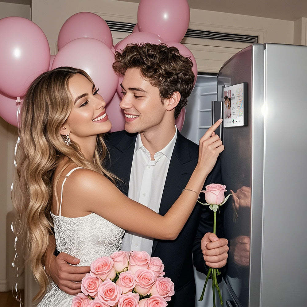 Aimant De Réfrigérateur Musical Personnalisé Avec Photo Et Carte Aimant De Réfrigérateur Musical Amélioré Cadeaux De La Saint-valentin Notre Premier Rendez-vous - Fridgebeatsfr