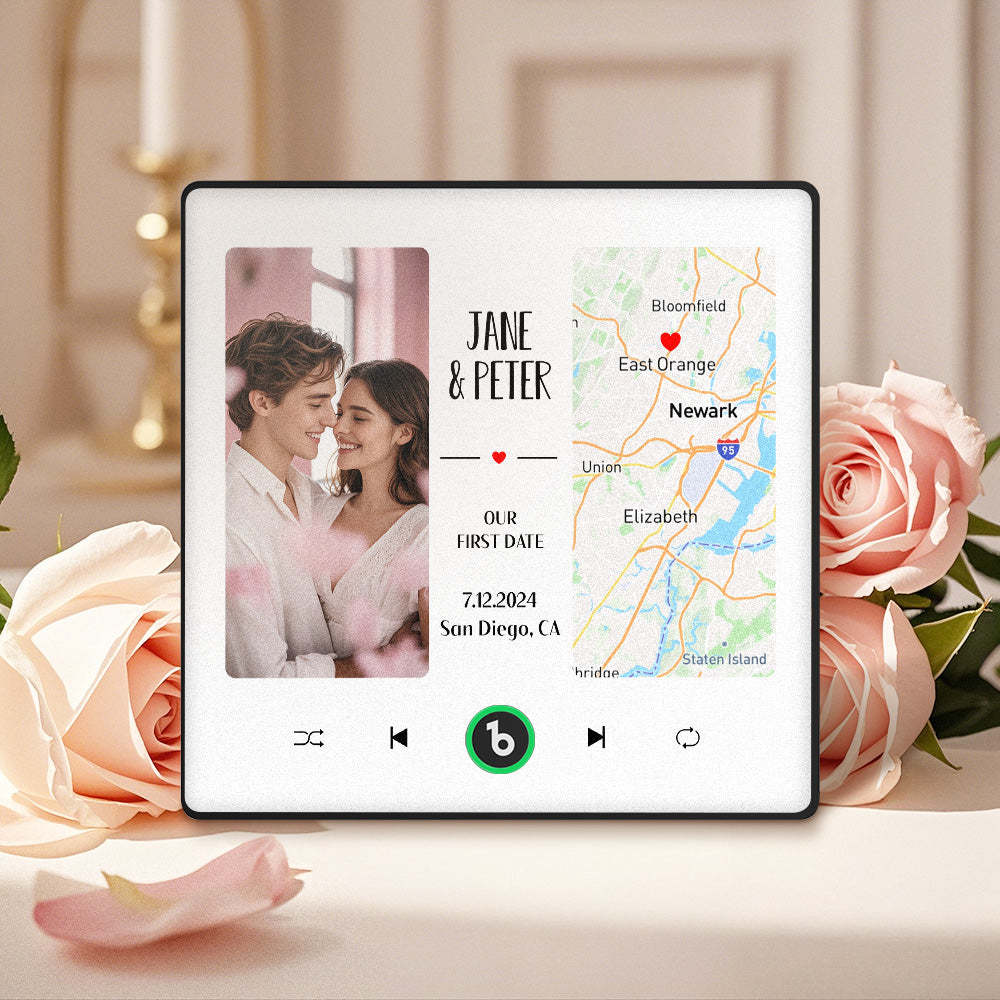 Aimant De Réfrigérateur Musical Personnalisé Avec Photo Et Carte Aimant De Réfrigérateur Musical Amélioré Cadeaux De La Saint-valentin Notre Premier Rendez-vous - Fridgebeatsfr