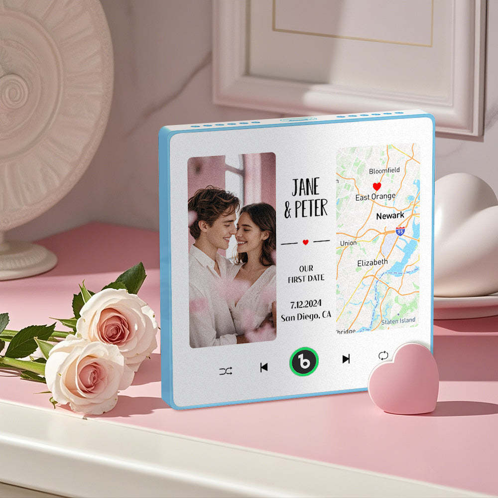 Aimant De Réfrigérateur Musical Personnalisé Avec Photo Et Carte Aimant De Réfrigérateur Musical Amélioré Cadeaux De La Saint-valentin Notre Premier Rendez-vous - Fridgebeatsfr