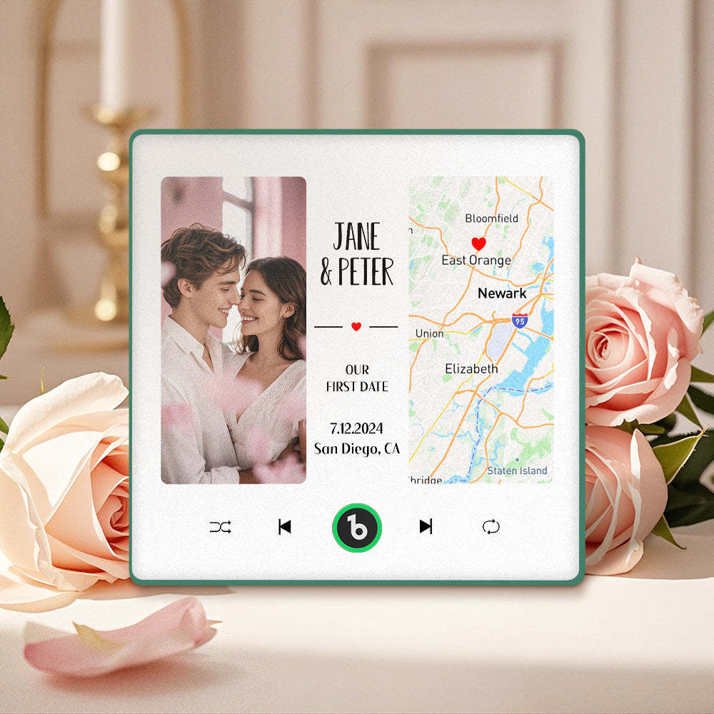 Aimant De Réfrigérateur Musical Personnalisé Avec Photo Et Carte Aimant De Réfrigérateur Musical Amélioré Cadeaux De La Saint-valentin Notre Premier Rendez-vous - Fridgebeatsfr