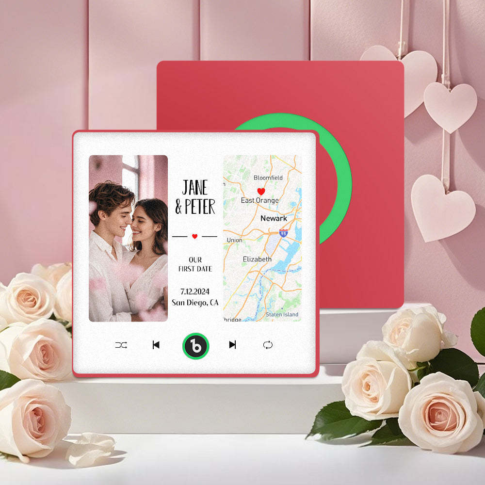 Aimant De Réfrigérateur Musical Personnalisé Avec Photo Et Carte Aimant De Réfrigérateur Musical Amélioré Cadeaux De La Saint-valentin Notre Premier Rendez-vous - Fridgebeatsfr