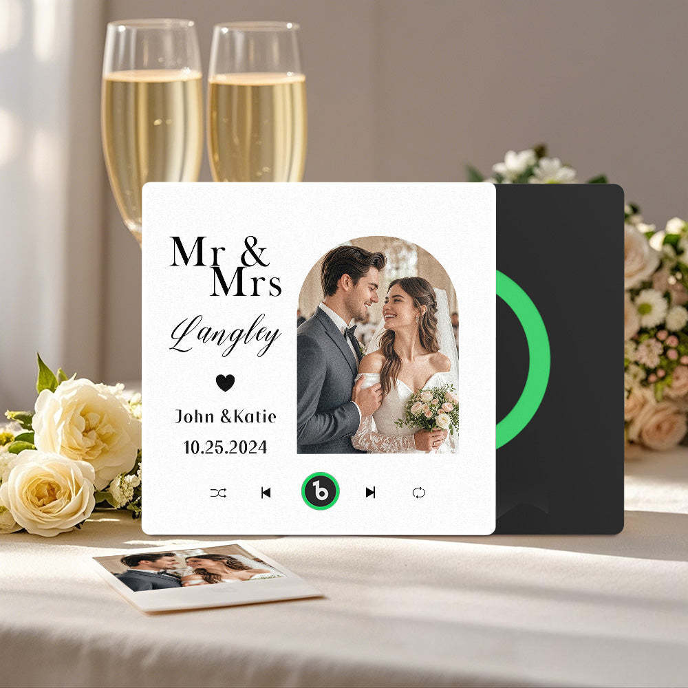 Aimant De Réfrigérateur Personnalisé Avec Musique Et Photo, Aimant De Réfrigérateur Musical Pour Cadeaux De Mariage - Fridgebeatsfr