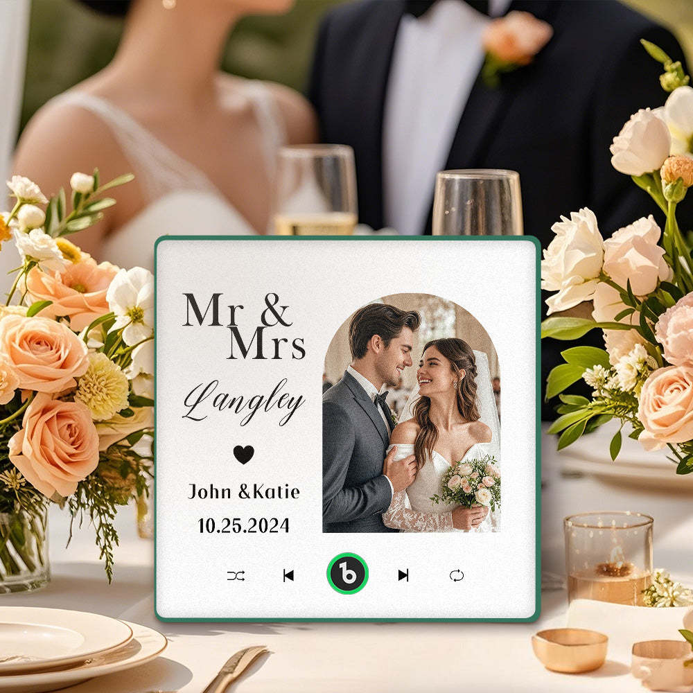 Aimant De Réfrigérateur Personnalisé Avec Musique Et Photo, Aimant De Réfrigérateur Musical Pour Cadeaux De Mariage - Fridgebeatsfr