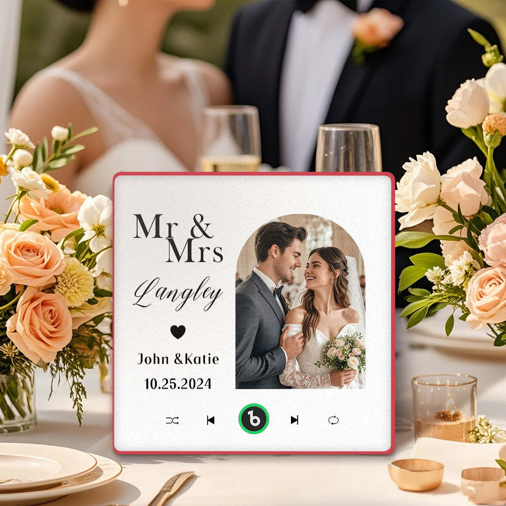 Aimant De Réfrigérateur Personnalisé Avec Musique Et Photo, Aimant De Réfrigérateur Musical Pour Cadeaux De Mariage - Fridgebeatsfr