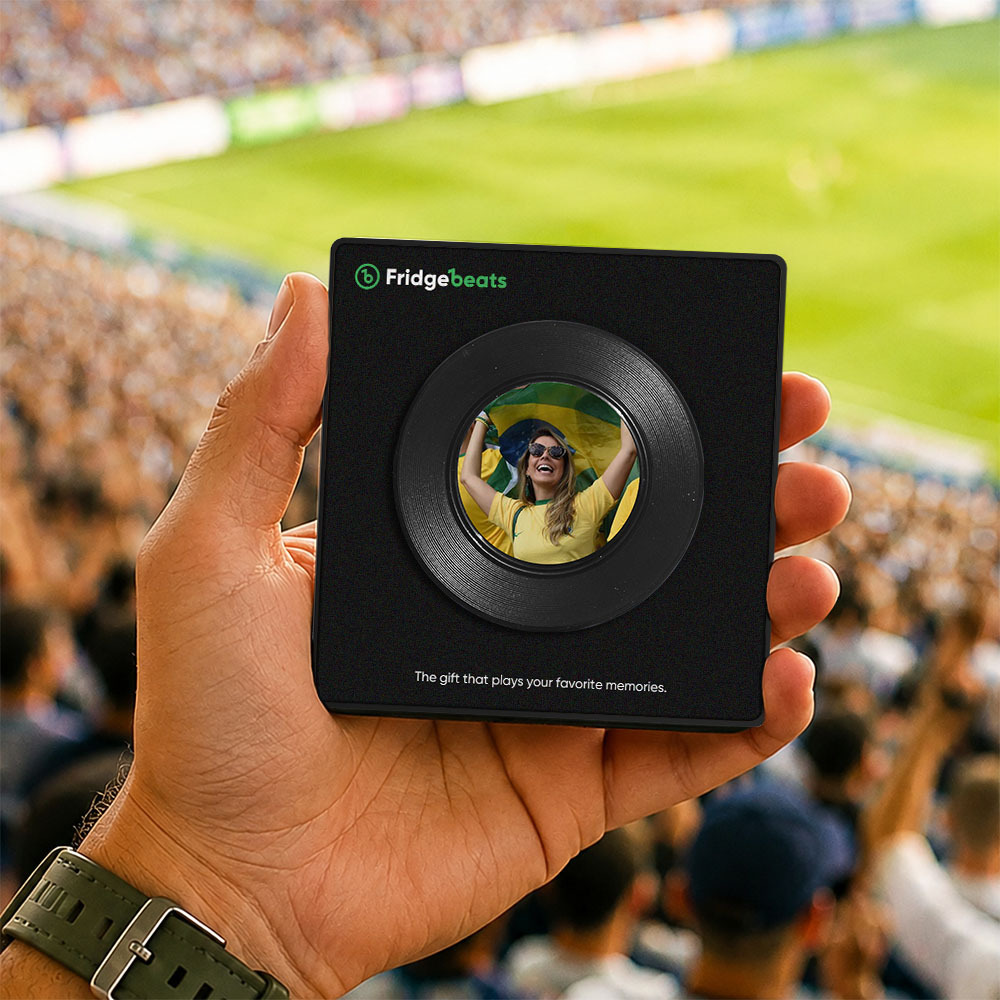 Aimant de réfrigérateur avec chanson personnalisée, avec photo, prend en charge les fonctionnalités NFC, cadeaux pour hommes, Festival mondial de football 2026 - Fridgebeatsfr