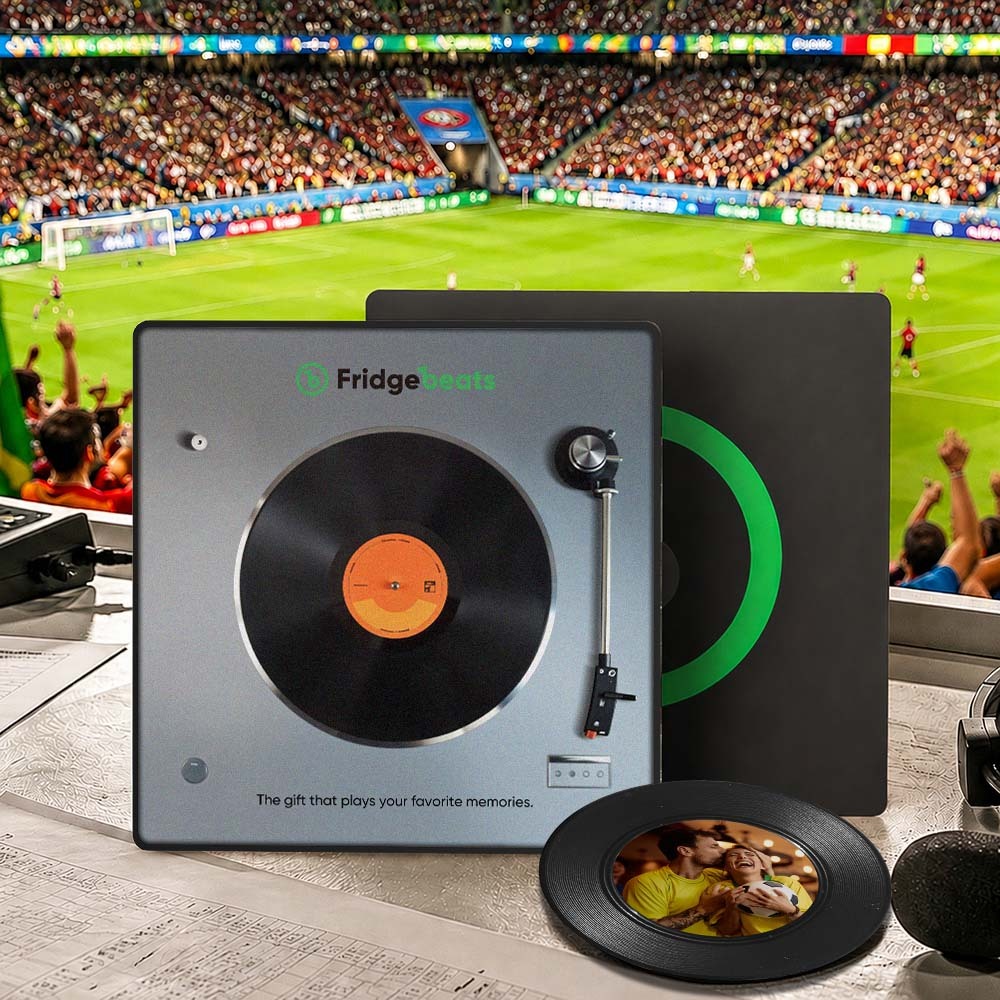 Aimant de réfrigérateur avec chanson personnalisée, avec photo, prend en charge les fonctionnalités NFC, cadeaux pour hommes, Festival mondial de football 2026 - Fridgebeatsfr