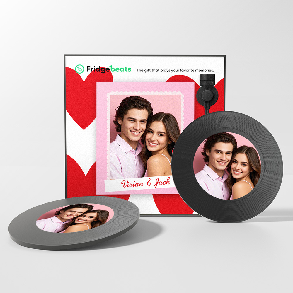 Aimant De Réfrigérateur Musical Personnalisé Amélioré Qui Lit Des Chansons, Enregistre Des Chansons De 1 À 6 Chansons, Cadeau Pour Couple Pour Amoureux - Fridgebeatsfr