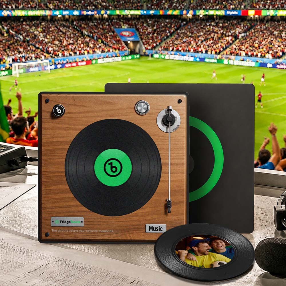 Aimant de réfrigérateur avec chanson personnalisée, avec photo, prend en charge les fonctionnalités NFC, cadeaux pour hommes, Festival mondial de football 2026 - Fridgebeatsfr
