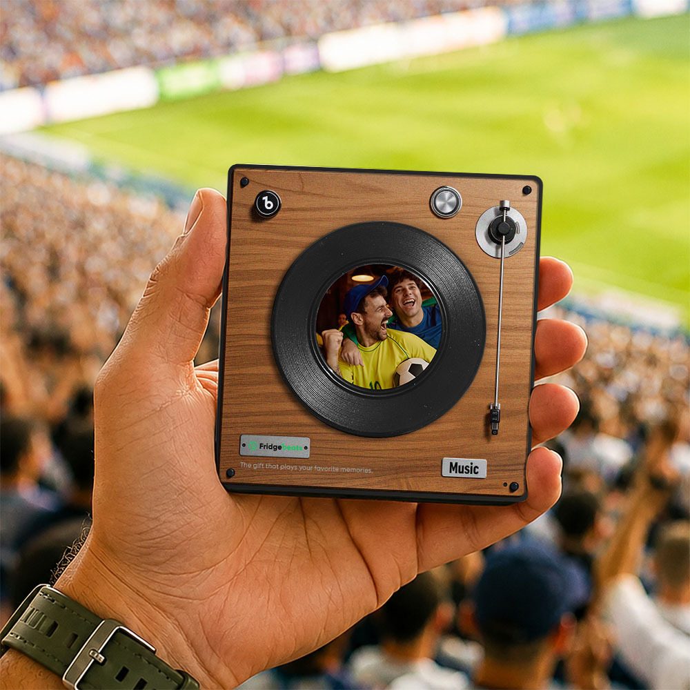 Aimant de réfrigérateur avec chanson personnalisée, avec photo, prend en charge les fonctionnalités NFC, cadeaux pour hommes, Festival mondial de football 2026 - Fridgebeatsfr