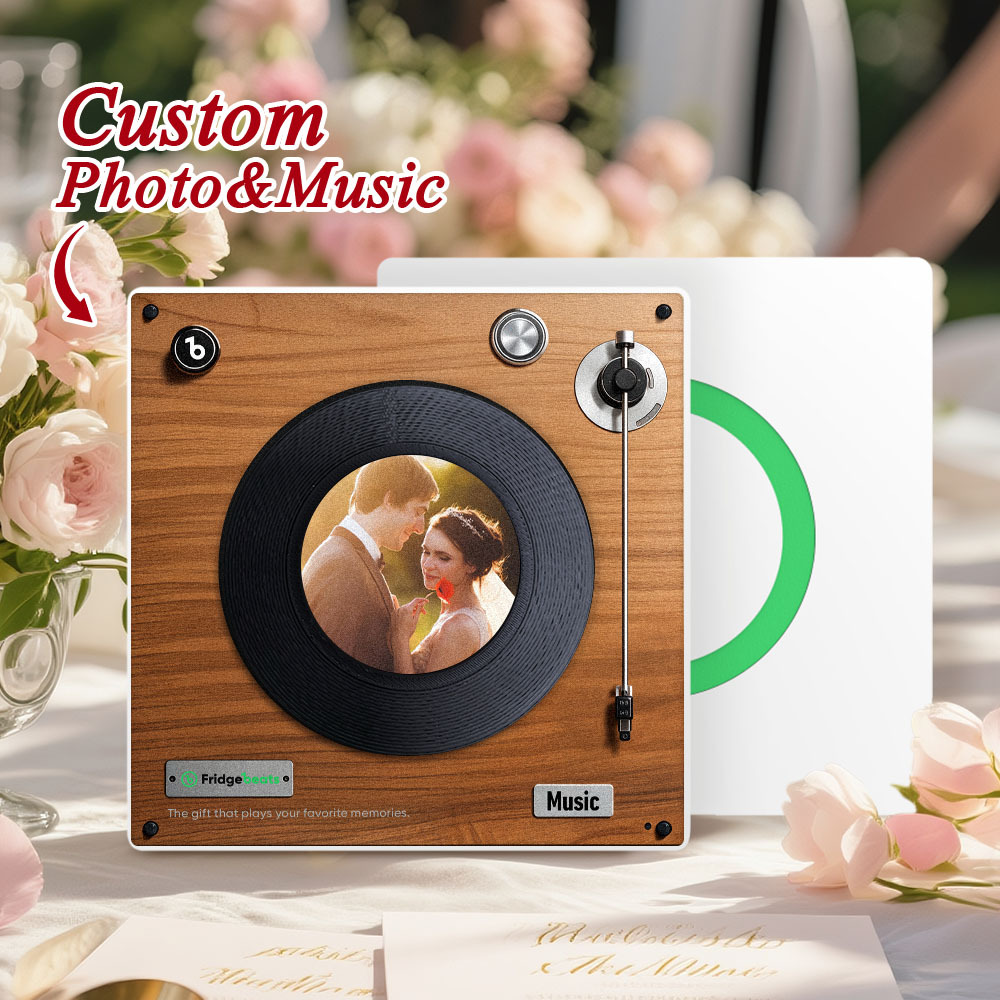 Aimant De Réfrigérateur Personnalisé Avec Musique Et Photo, Personnalisable Avec 1 À 6 Disques Vinyles Et Chansons. Chanson Photo Vintage Personnalisée Pouvant Jouer De La Musique. Cadeaux De Mariage Pour Mari. - Fridgebeatsfr