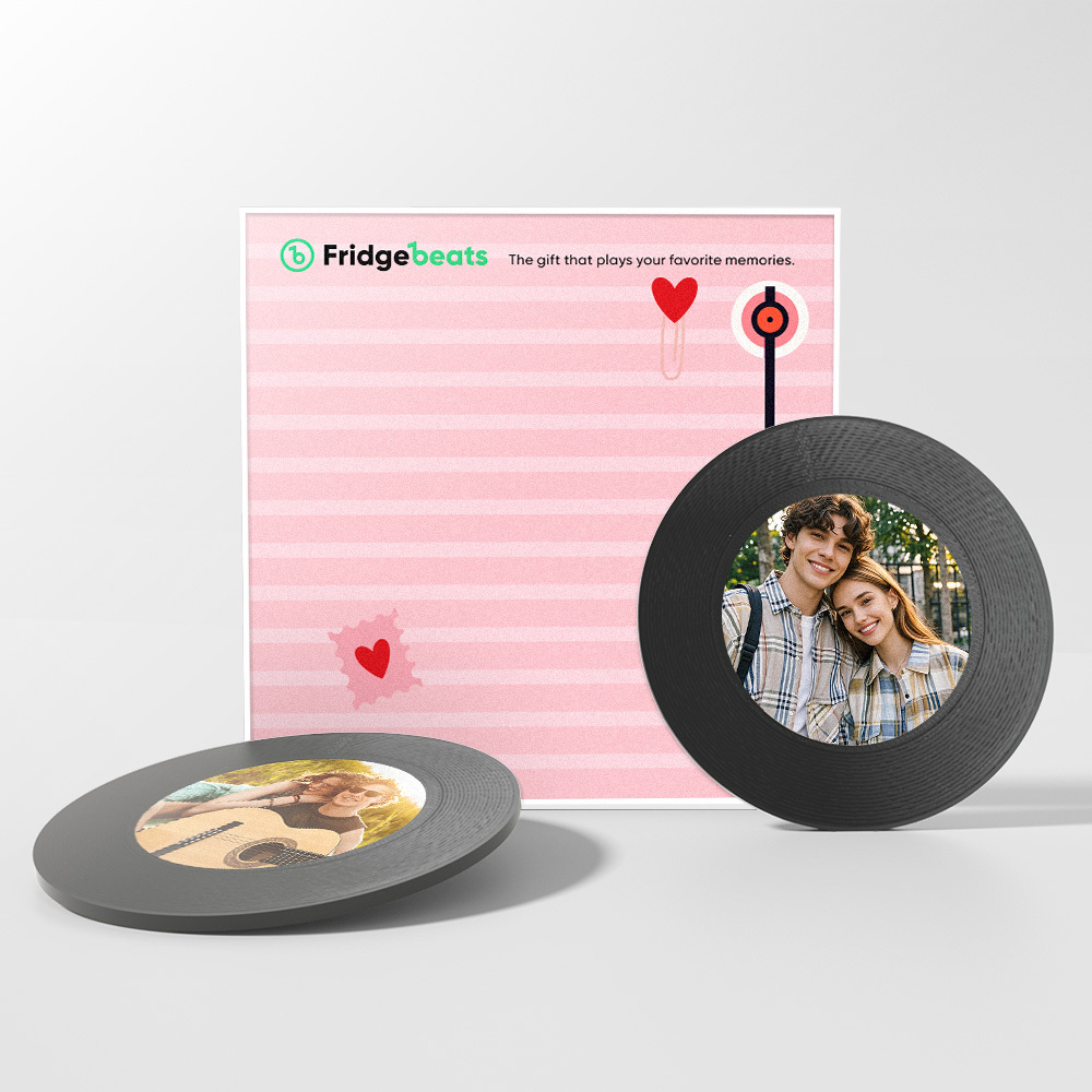 L'aimant De Réfrigérateur De Musique Et De Photo Personnalisé Prend En Charge La Personnalisation De 1 À 6 Vinyles - Fridgebeatsfr