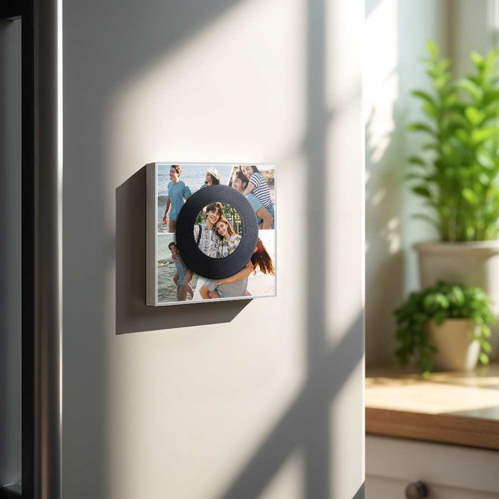 Aimant De Réfrigérateur Musical Personnalisé Pouvant Personnaliser 1 À 6 Vinyles Et Chansons Aimant De Réfrigérateur Personnalisé Avec Plusieurs Photos Cadeaux D'anniversaire Pour Couple - Fridgebeatsfr