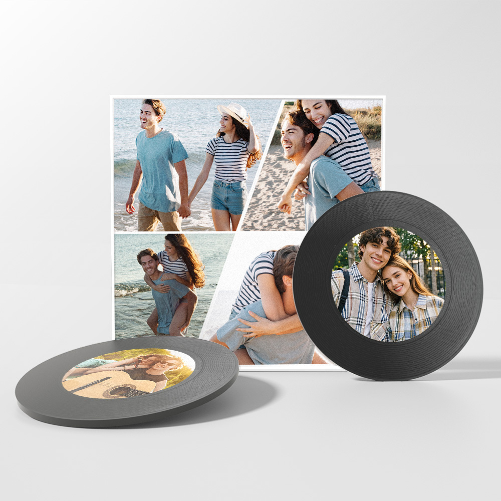 Aimant De Réfrigérateur Musical Personnalisé Pouvant Personnaliser 1 À 6 Vinyles Et Chansons Aimant De Réfrigérateur Personnalisé Avec Plusieurs Photos Cadeaux D'anniversaire Pour Couple - Fridgebeatsfr