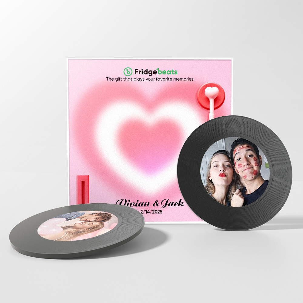 Aimant De Réfrigérateur Personnalisé Pour Musique Et Photo Prenant En Charge 1 À 6 Personnalisations De Vinyle - Fridgebeatsfr