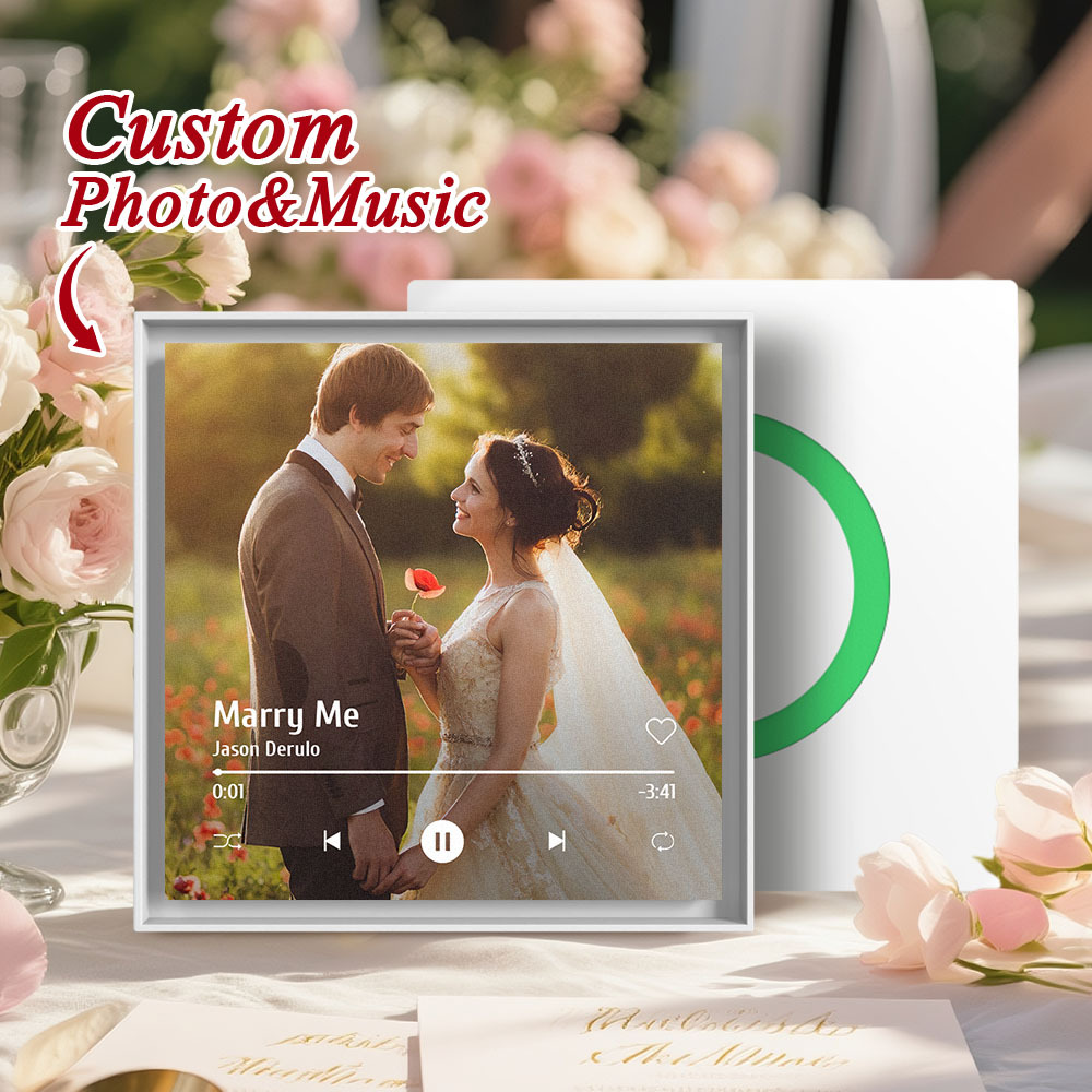 Aimant De Réfrigérateur Personnalisé Avec Musique Et Photo, Personnalisable Avec 1 À 6 Cadres Et Chansons. Chanson Photo Personnalisée Pouvant Jouer De La Musique. Cadeaux De Mariage Pour Couple. - Fridgebeatsfr