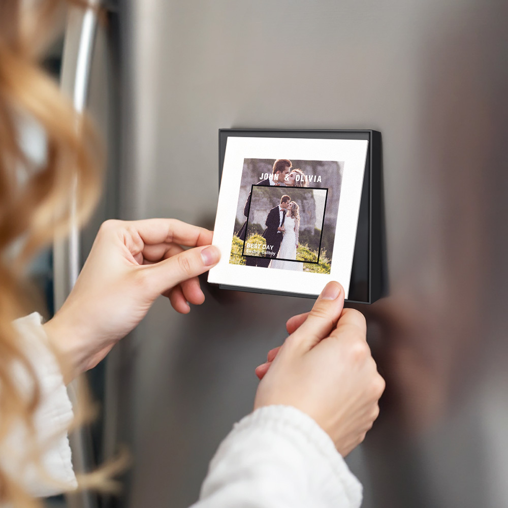 Aimant De Réfrigérateur Musical Personnalisé, Cadre Photo Personnalisé, Possibilité De Personnaliser 1 À 6 Cadres Et Chansons Pouvant Jouer De La Musique, Cadeaux De Mariage Pour Elle - Fridgebeatsfr