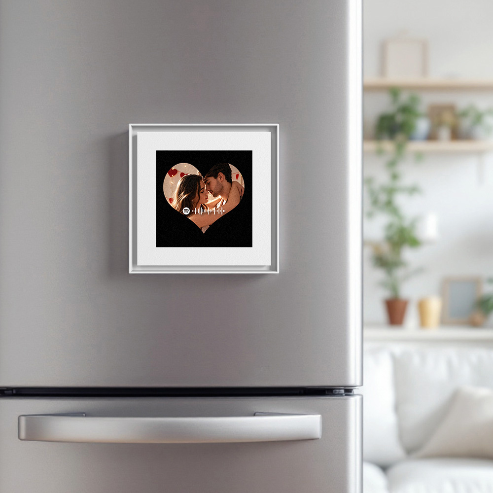 Aimant De Réfrigérateur Personnalisé Avec Musique Et Photos Spotify, Personnalisable Avec 1 À 6 Cadres Et Chansons - Fridgebeatsfr