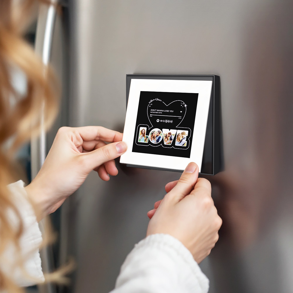 Aimant De Réfrigérateur Personnalisé Avec Musique Et Photos, Personnalisable Avec 1 À 6 Cadres Et Chansons - Fridgebeatsfr