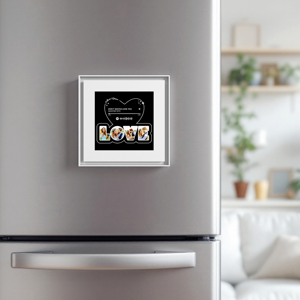 Aimant De Réfrigérateur Personnalisé Avec Musique Et Photos, Personnalisable Avec 1 À 6 Cadres Et Chansons - Fridgebeatsfr