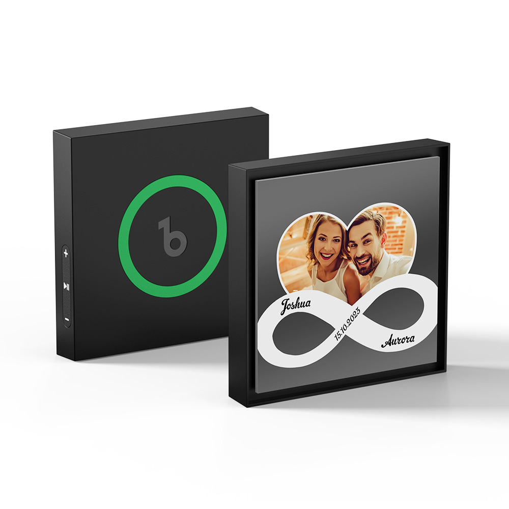 Aimant De Réfrigérateur Personnalisé Pour Musique Et Photos, Personnalisable Avec 1 À 6 Cadres, Illustrations Et Chansons, Symboles Infinis, Amour Infini, Fond Noir Multiple - Fridgebeatsfr