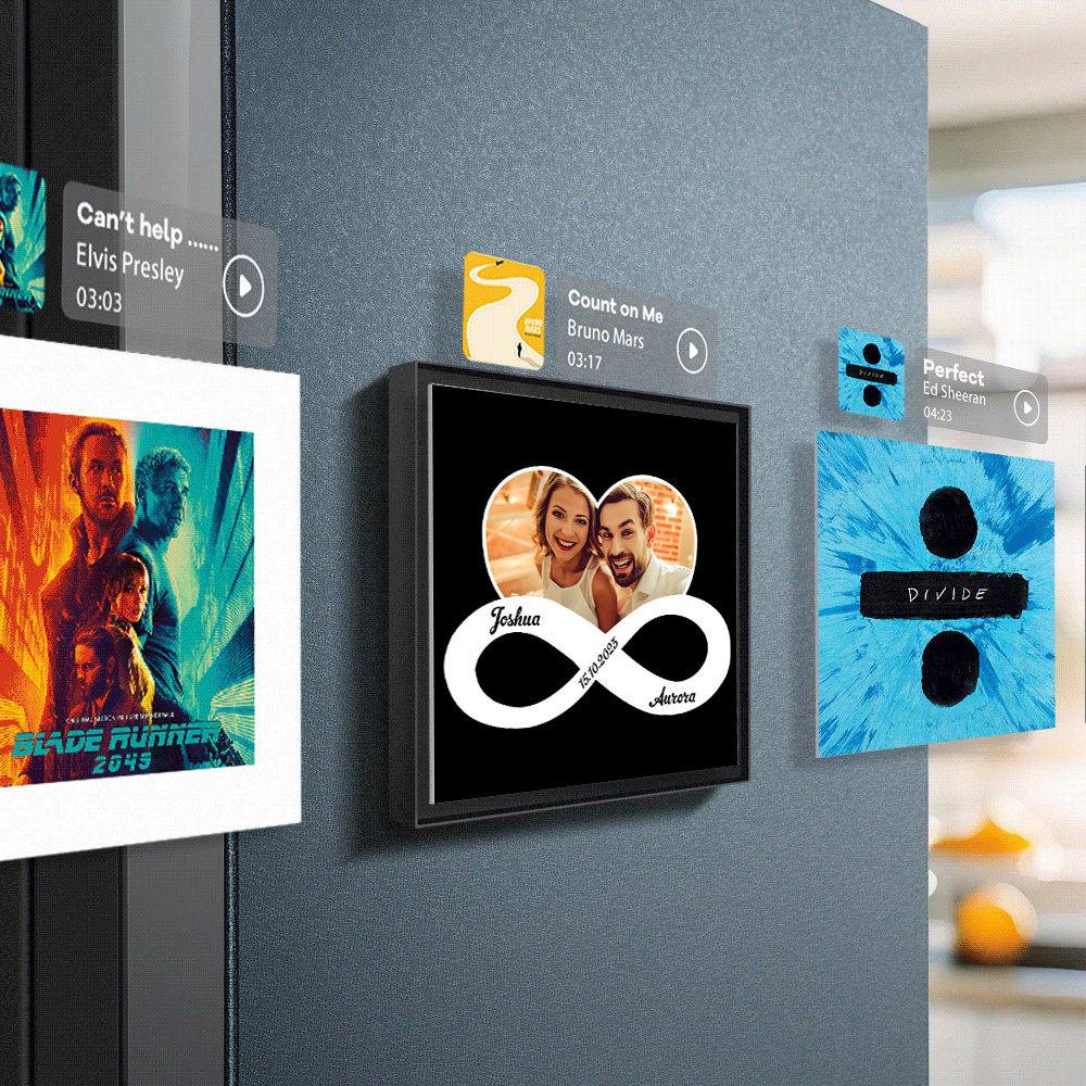 Aimant De Réfrigérateur Personnalisé Avec Musique Et Photo, Personnalisable Avec 1 À 6 Cadres, Illustrations Et Chansons, Symboles Infinis, Amour Infini - Fridgebeatsfr