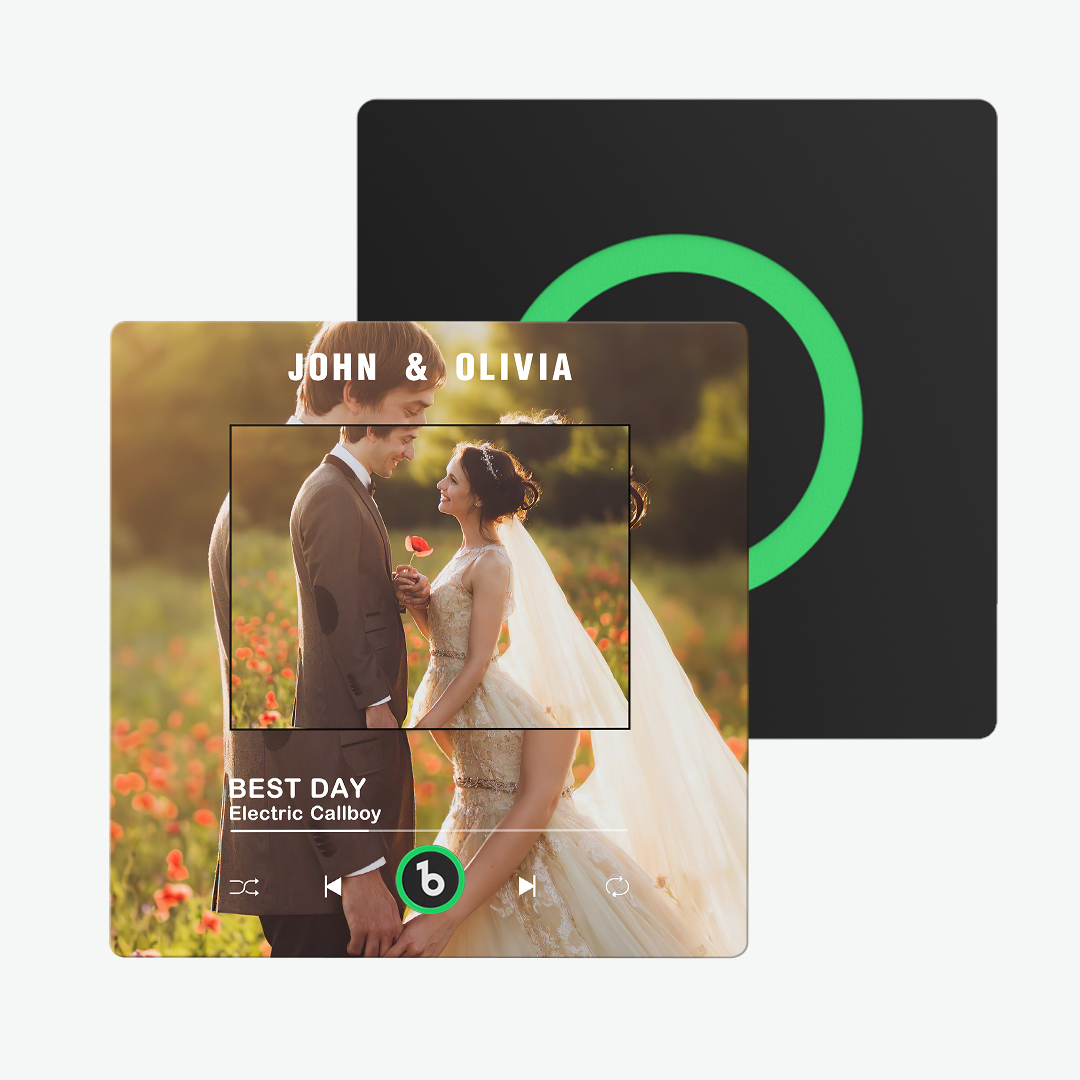 L'aimant De Réfrigérateur Personnalisé Avec Musique, Photo Et Texte Prend En Charge La Connectivité Bluetooth.