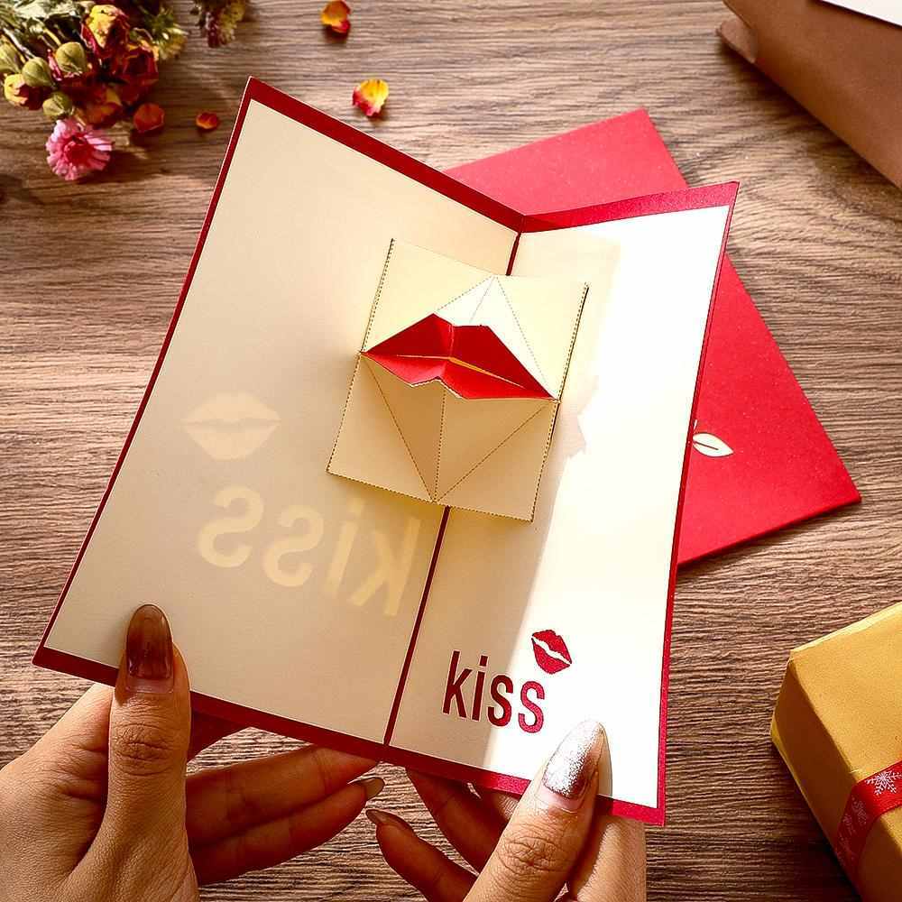 Cartes De Vœux Pop-up Lèvres 3d, Cadeaux Pour La Saint-valentin - Fridgebeatsfr