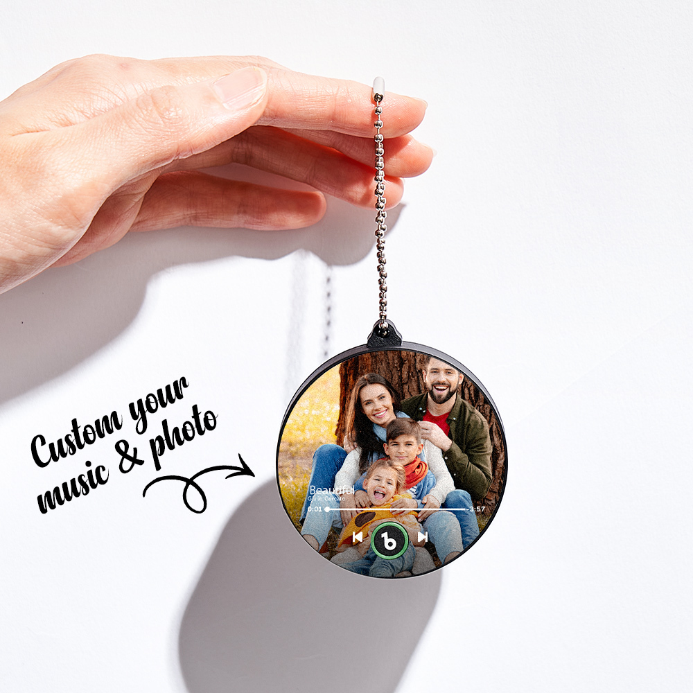 Porte-clés Musical Photo Personnalisé, Boîte À Musique, Breloque De Sac Qui Joue De La Musique Sans Téléphone Portable, Cadeaux Pour La Famille - Fridgebeatsfr