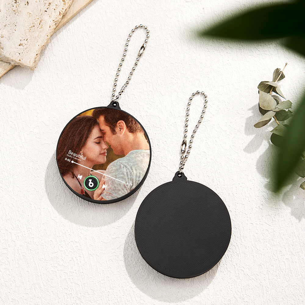 Porte-clés Musical Photo Personnalisé, Boîte À Musique, Breloque De Sac Qui Joue De La Musique Sans Téléphone Portable, Cadeaux Pour La Famille - Fridgebeatsfr