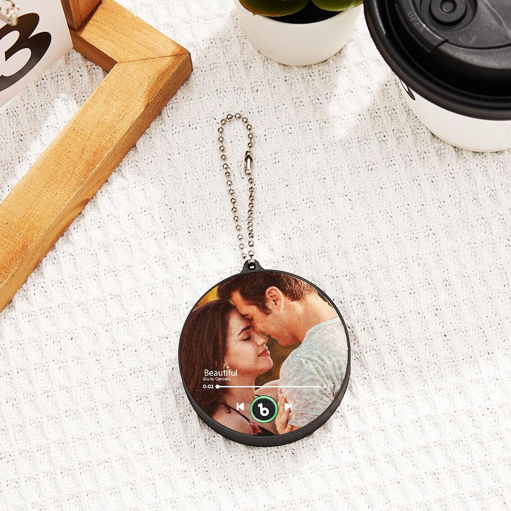 Porte-clés Musical Photo Personnalisé, Boîte À Musique, Breloque De Sac Qui Joue De La Musique Sans Téléphone Portable, Cadeaux Pour La Famille - Fridgebeatsfr