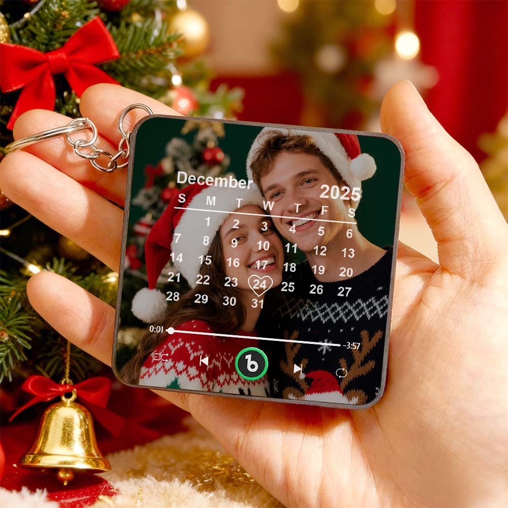 Mini Aimant De Réfrigérateur Musical Personnalisé - Porte-clés Magnétique Personnalisé Avec Chanson - Aimant De Réfrigérateur Musical Avec Calendrier Magnétique - Cadeau De Noël Pour Couple - Fridgebeatsfr