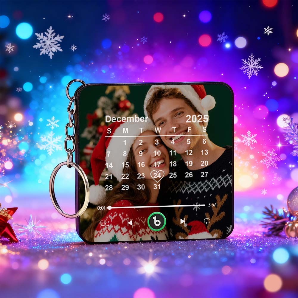 Mini Aimant De Réfrigérateur Musical Personnalisé - Porte-clés Magnétique Personnalisé Avec Chanson - Aimant De Réfrigérateur Musical Avec Calendrier Magnétique - Cadeau De Noël Pour Couple - Fridgebeatsfr