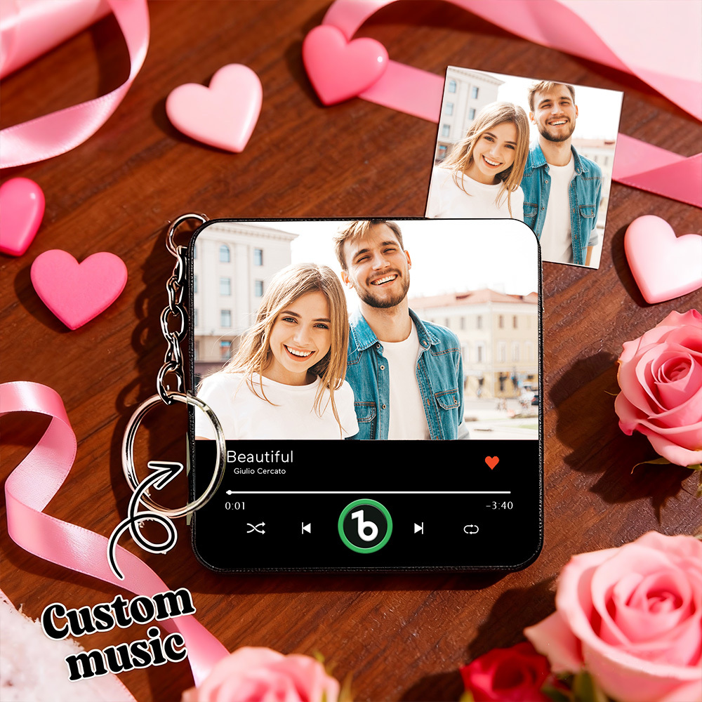 Porte-clés Musical Personnalisé Avec Photo, Mini Aimant Pour Réfrigérateur, Chanson Jouable, Cadeau Souvenir, Cadeau De Saint-valentin Pour Votre Amoureux/amoureuse - Fridgebeatsfr
