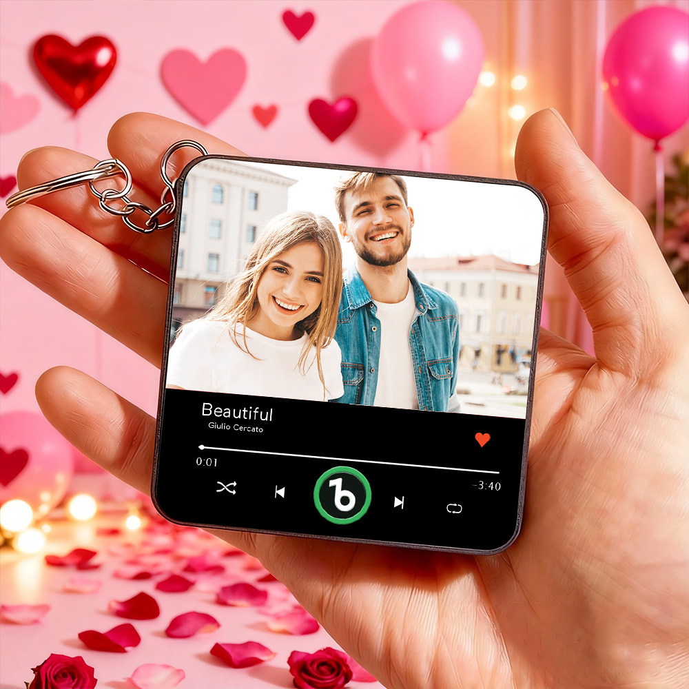 Porte-clés Musical Personnalisé Avec Photo, Mini Aimant Pour Réfrigérateur, Chanson Jouable, Cadeau Souvenir, Cadeau De Saint-valentin Pour Votre Amoureux/amoureuse - Fridgebeatsfr