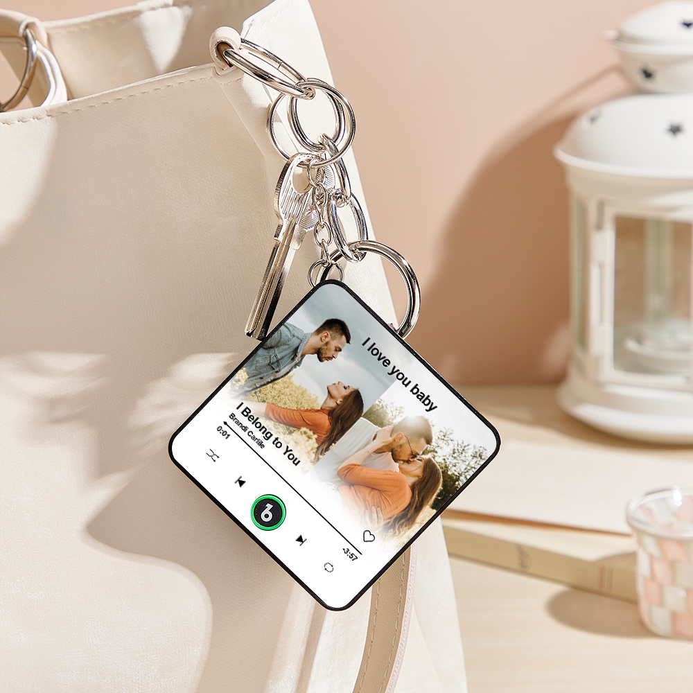 Porte-clés Magnétique Musical Miniature Personnalisé Avec 2 Photos - Cadeau Idéal Pour La Saint-valentin Ou Un Anniversaire. - Fridgebeatsfr