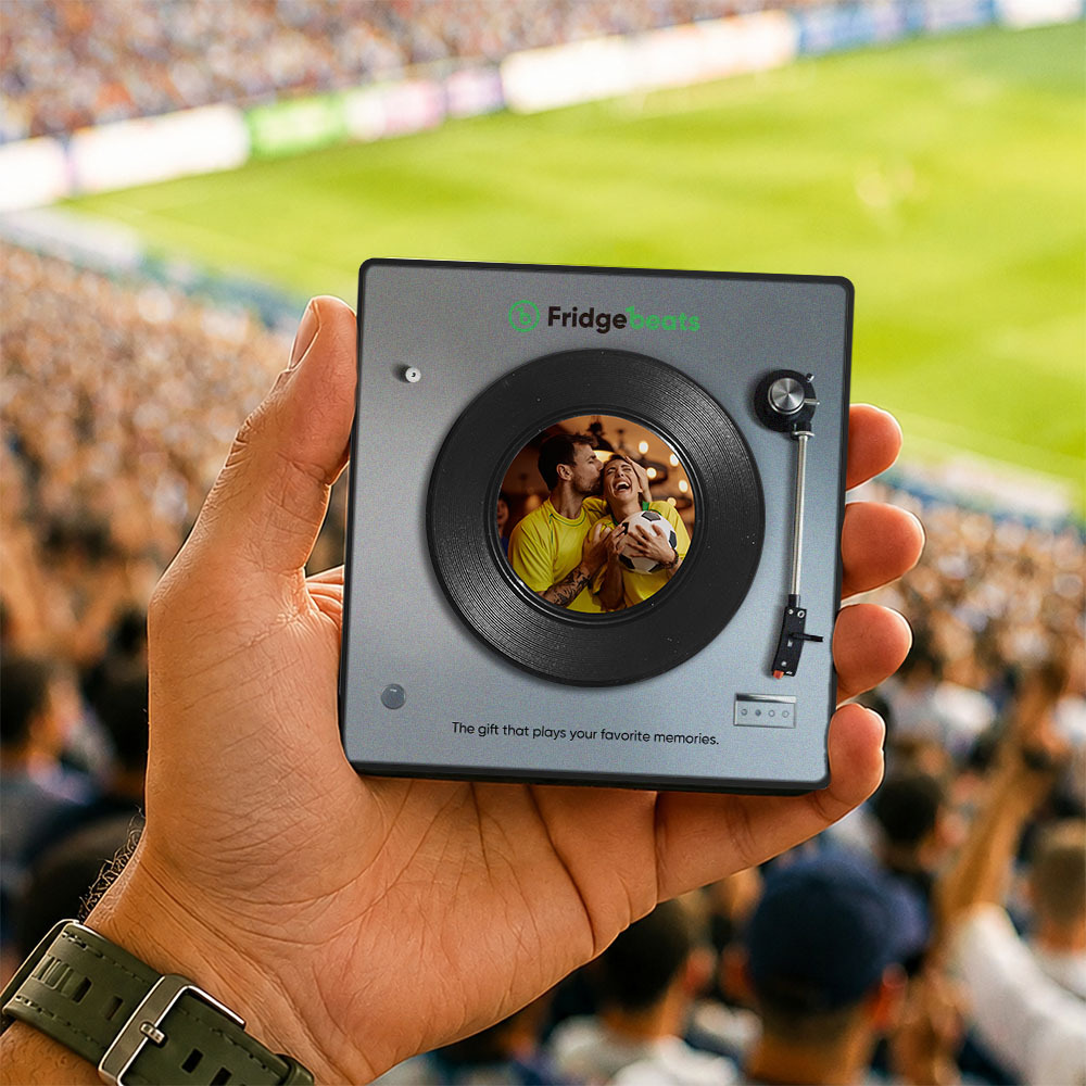 Aimant de réfrigérateur avec chanson personnalisée, avec photo, prend en charge les fonctionnalités NFC, cadeaux pour hommes, Festival mondial de football 2026 - Fridgebeatsfr