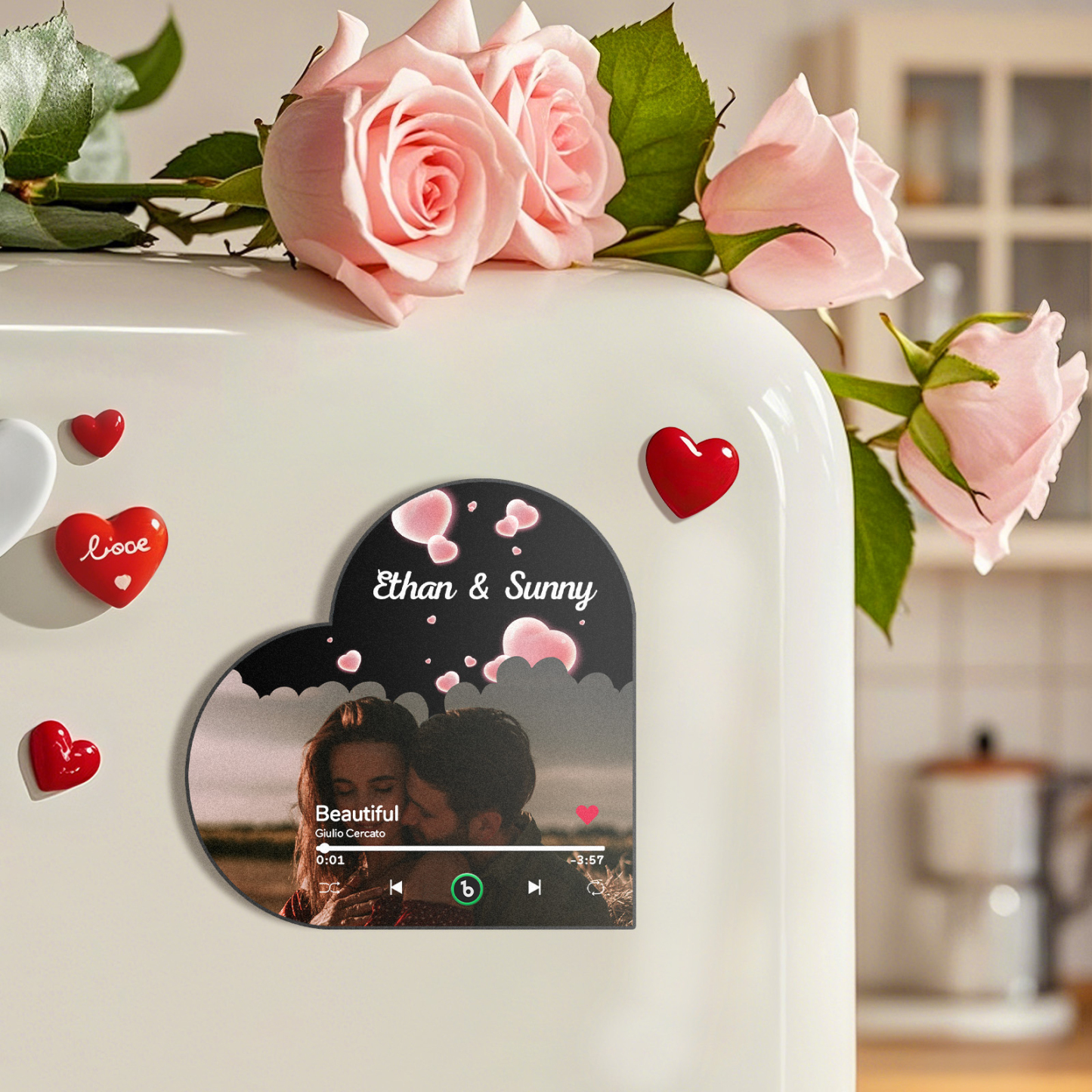 Aimant De Réfrigérateur Musical Personnalisé En Forme De Cœur « tu Es Mon Pingouin » - Cadeau Pour Couples - Fridgebeatsfr