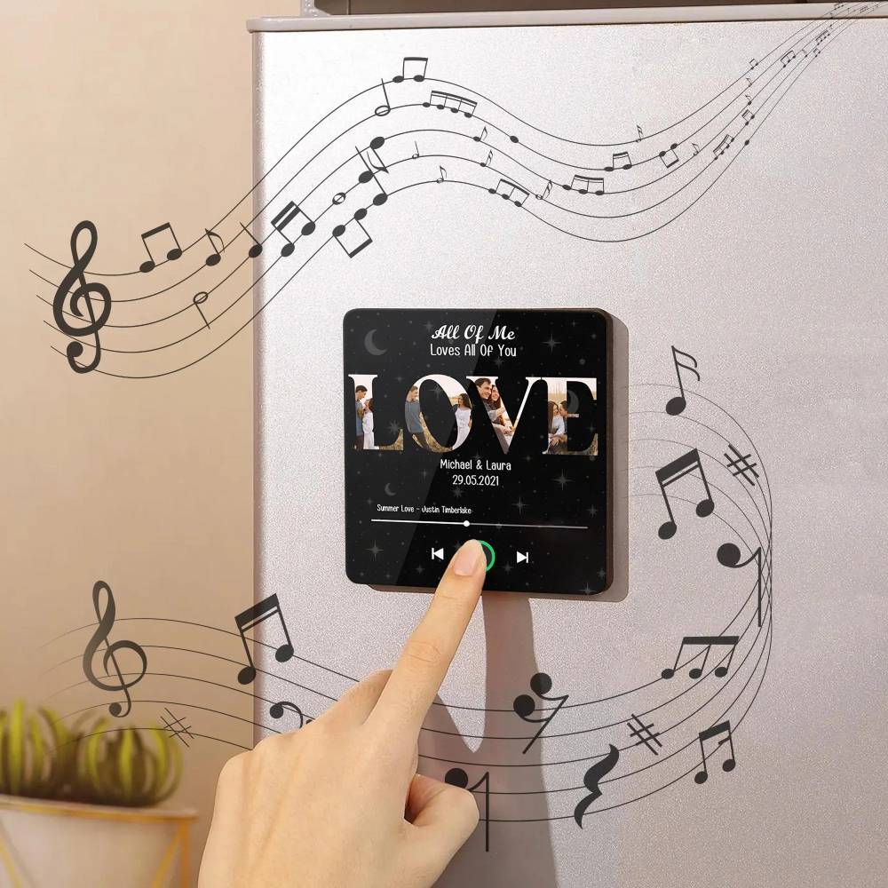 Aimant De Réfrigérateur Musical Personnalisé Avec Photos D'amour, Cadeau Idéal Pour La Saint-valentin Ou Un Anniversaire. - Fridgebeatsfr
