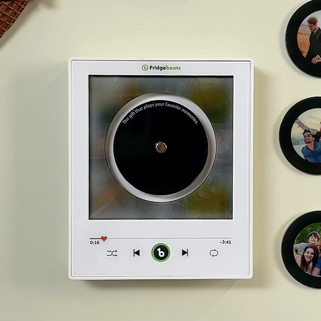 Aimant De Réfrigérateur Personnalisé Avec Photo Et Musique, Vinyle Rotatif – Disques Personnalisés Avec éclairage LED Dynamique Fridgebeats V6.0 - Fridgebeatsfr