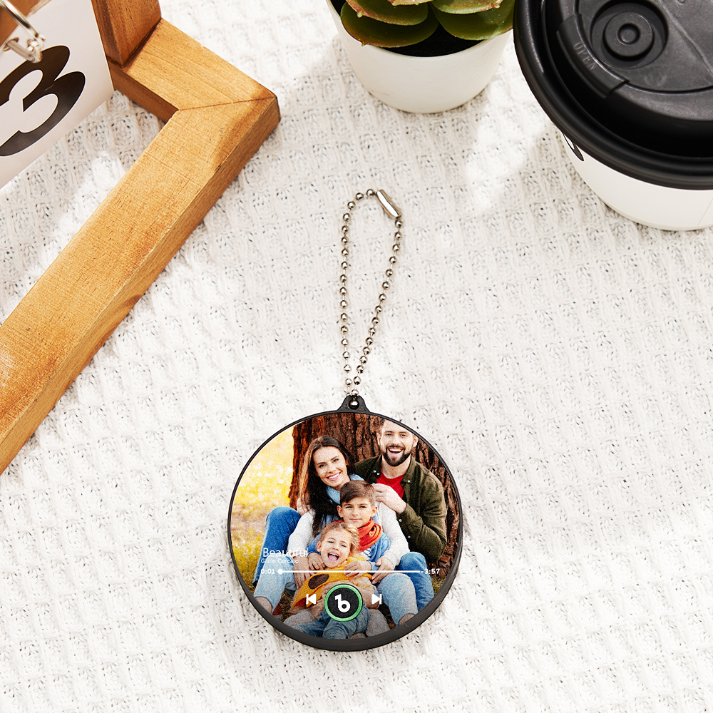 Porte-clés Musical Photo Personnalisé, Boîte À Musique, Breloque De Sac Qui Joue De La Musique Sans Téléphone Portable, Cadeaux Pour La Famille - Fridgebeatsfr