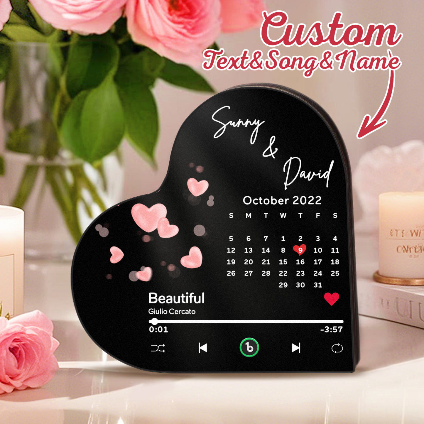 Aimant Musical Personnalisé En Forme De Cœur Pour Réfrigérateur, Cadeau D'anniversaire, Aimants Musicaux Personnalisés Pouvant Jouer Des Chansons, Cadeaux Pour Couples - Fridgebeatsfr