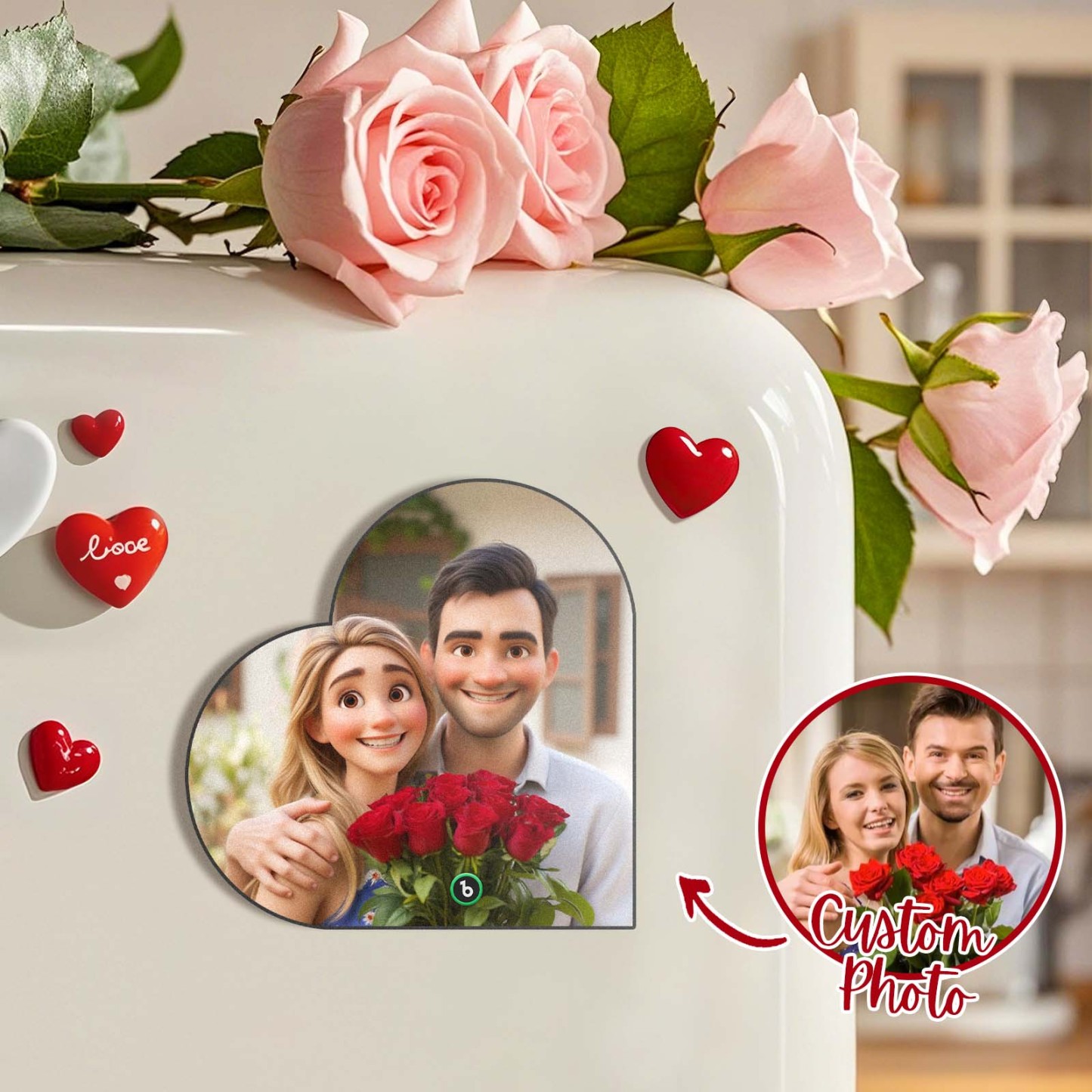 Aimant De Réfrigérateur Musical Personnalisé, Cadre Photo Personnalisé En Forme De Cœur, Chanson, Aimant De Réfrigérateur Qui Peut Jouer Des Chansons, Cadeaux D'anniversaire, Cadeau D'anniversaire Pour Couple - Fridgebeatsfr
