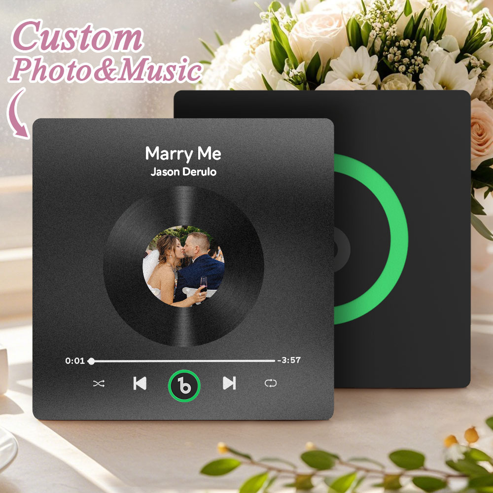Custom Music Fridge Magnet Custom Colorful Frame Album Fridge Magnet Music Wall Photo Sticker Song Magnets That Can Play Music Wedding Gifts for Her - Fridgebeatsca