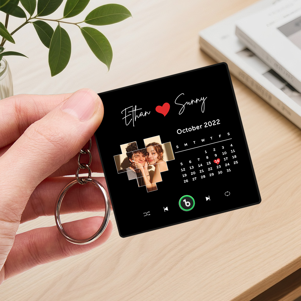 Personalized Photo Calendar Music Keychain Album Box Bag Charm That Plays Music Without Cell Phone Anniversary Gifts