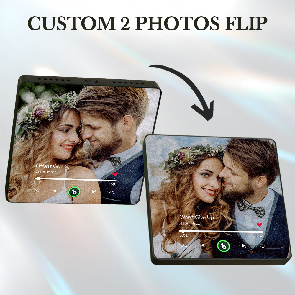 Custom Lenticular Flip Music Fridge Magnet Personalized 2 Photos in 1 Album Fridge Magnet for Couple - Fridgebeatsca